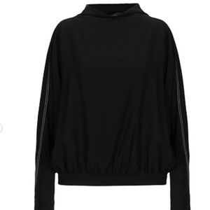 Marni Black Pullover Top – Contrast Stitching, Gathered Waist – M